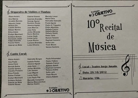 10º Recital de Música — Colégio Objetivo