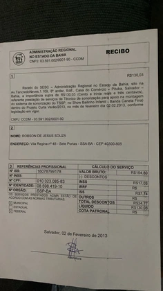 Bailinho Infantil — Banda Canela Fina — Comprovante de atuação