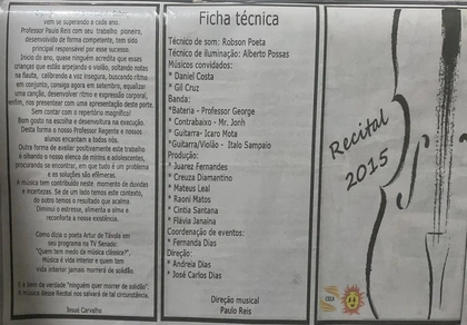Recital 2015 — Programa e ficha técnica